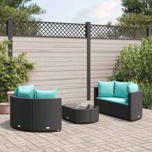 vidaXL 5-tlg. Garten-Sofagarnitur mit Kissen Schwarz Poly Rattan