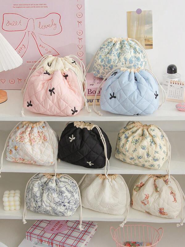 حقيبة يد بسحاب بنمط زهري عتيق مطرزة بعقدة، حقيبة تخزين مستحضرات التجميل، حقيبة مكياج للأطفال ذات سعة كبيرة لتخزين أغراض السفر، حقيبة تسوق أنثوية جميلة، منظم لمناديل السيارة