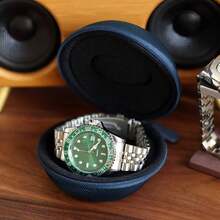 Watch Travel Case For Men And Women Portable Watch Storage Box And Organizer For Wristwatches And Smart Watches - Blue(1 Slot) - View 2