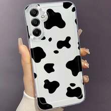 Funda de Teléfono con Patrón de Vaca Linda para Samsung Galaxy A02 A03S A04 A05S A06 A13 A14 A15 A16 5G A21S A22 A23 A24 A25 A32 A34 A35 A50 A52 A53 A54 A55 A73 S21 Ultra S22 Plus S23+ S24 FE S25 Funda Protectora Transparente de TPU Creativa de Dibujos Animados Antigolpes - Colores mixtos - Ver 4