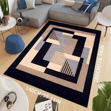 Luxury Gold Carpet With Non-Slip Backing - Large Size Geometric Pattern Washable Rug, Suitable For Home, Sofa, Bedroom, Dining Room, Office - Thick Carpet