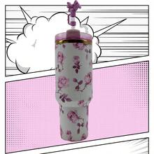 L.O.V.E.Shack White Rose 40 Oz Water Bottle- Leakproof Travel Tumbler Coffee Cup, Iced Drinks & Outdoor Adventures | Camping | Hiking Cup | Stylish 's Christmas Gift - 白玫瑰 - 查看 3
