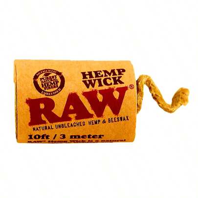 RAW Hemp Wick 3 m – Mecha RAW natural premium para encendido limpio (edición original) - Cordón natural de cáñamo y cera de abeja RAW. Ideal para un encendido limpio, uniforme y sin residuos. Longitud de 3 metros, 100 % RAWthentic..