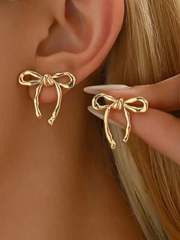 Orecchini a fiocco vintage ed eleganti - Ago in lega di acciaio inossidabile, senza inserti per donne, adatti per uso quotidiano e festivo, regalo per il Ringraziamento, adatti per tutte stagioni