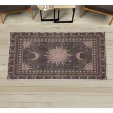 Retro Mid Century Abstract Pattern Rug On Ivory Background, Dark Orange And Reseda Green, 4' X 5' 5", Ideal For Bedroom, Dorm And Living Room - Warm Taupe - View 1
