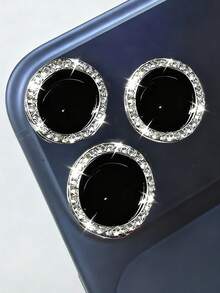 3pcs Camera Lens Protector Compatible With Iphone , With Shiny Metal Rhinestone Ring & 9h Hardness Scratch Resistant Film, Fashion Accessory, User-Friendly Protective Case Gift For Birthday, Family, Friends Sparkling Crystal, Lens Protector, Phone Accessories Waterproof Shockproof Anti-Fall Anti-Fall Anti-Fingerprint Full Cover