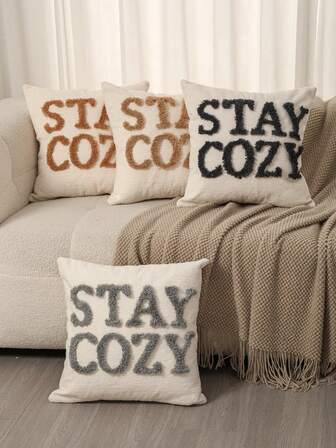 1pc Luxury Minimalist Plush Pillow Cover, 45*45cm/17.71*17.71in (Pillow Insert Not Included), Suitable For Living Room, Bedroom, Sofa Decor, All Season Plush Decorative Pillow Sham