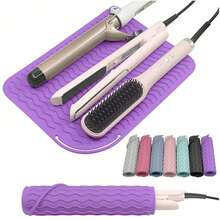 1pc Heat Styling Tool Mat, Universal Size For Straightener And Curler, Heat Resistant Pad For Storage And Travel, Heat Styling Tool Mat, Heat Resistant Silicone Hair Styling Pad For Storage, Suitable For Straightener, Flat Iron And Curler, Use This Non-Slip Silicone Heat Resistant Mat To Protect Your Hair Styling Tools - Multicolor - View 1
