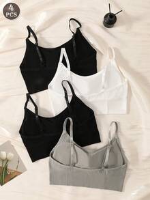 4pcs/Set Women's Backless Bras With Adjustable Straps, Wireless Seamless Bras - Multicolor - View 1
