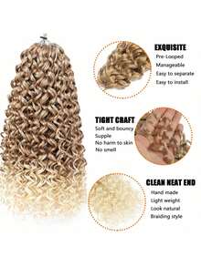5 Packs Curly Crochet Hair GoGo Curl Crochet Hair For Women Natural Black Deep Wave Braiding Hair,Synthetic Bohemian Crochet Braid Water Wave Crochet Hair Extensions - 彩色 - 查看 3