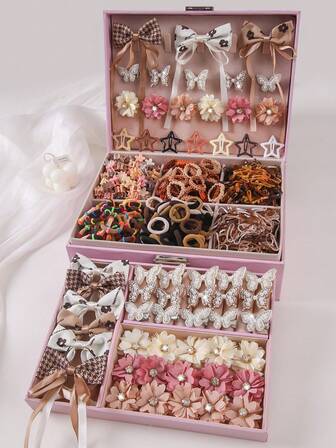 793 Stücke/Set süße Prinzessin Strass Schmetterling Haarspangen, elastische und dauerhafte, nicht beschädigende Haargummis, Stoff Blumen Haarspangen, Mädchen Haaraccessoires, geeignet für den täglichen Gebrauch