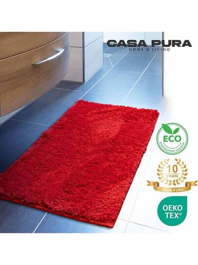 Casa Pura Bath Mat, Beige, Soft, Fluffy Bathroom Mat In Shaggy Look, Non Slip, Washable, Shower Door Bathroom, Shower, 70 120 Cm, Sky Zachte view 7