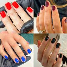 2026hot-Short Solid Color Removable Nail Patches - Press On Nails, Reusable Nail Strips, Pink Black White Glitter Nail Tips, Oval Coffin Nails, Easy Nail Art, Full Cover False Nails, Manicure Kit Women, Everyday Work Nails, Wedding Party Acrylic Nail Set - JP2643 - 查看 12