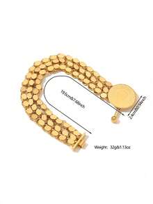1pc Minimalist Vintage Copper Plated Coin Multi-Layer Handmade Chain Bracelet, Suitable For Women's Daily Wear And Holiday Gifts