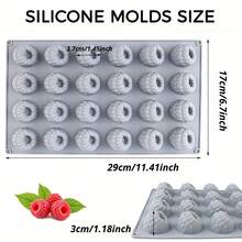 1 件硅胶覆盆子夏洛特模具，24 腔不粘烘焙模具，适用于覆盆子挞、慕斯蛋糕、果冻卷、蛋糕模具烘焙配件 - 灰色 - 查看 3