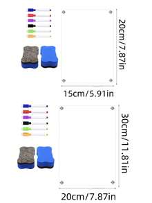 1pc Transparent/Black 20*30cm 15*20cm 3D Magnetic Acrylic Thickened Fridge Memo Board With Blackboard Eraser, Weekly/Monthly Planner, Rewritable Magnetic - Multicolor - View 9