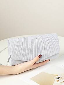 Women's Diamond Jewelry Sparkling Luxury Water Diamond Jewelry Set Sparkling Necklace Earrings Bracelet Set Glitter Wrinkle Handheld Banquet Bag V-Shaped Flip Cover Envelope Bag Handheld Bag Banquet Bag Wallet Handbag Elegant Handheld Banquet Bag Handbag Women's Ball Handbag Women's Bridal Banquet Bag Ball Handbag Metal Chain Handbag Wedding Party Handbag Cocktail Party Wedding New Wallet Banquet Bag - Silver - View 21