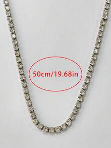 1pc Exquisite High-End Hip Hop Durable Sparkling Full Rhinestone Tennis Chain Necklace, Suitable For Men And Women, Ideal For Holidays, Parties, Daily Wear, Wonderful Gift For Halloween, Christmas, Thanksgiving, Birthday
