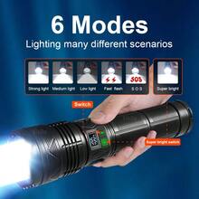 Đèn pin siêu sáng cỡ lớn 190000LM, 11 chế độ, thời lượng pin cực dài, đèn làm việc khẩn cấp đa năng di động, đèn thăm dò tầm xa, thích hợp cho nhu cầu tuần tra câu cá du lịch ban đêm - màu đen - Xem 5