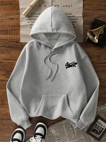 Nueva sudadera con capucha casual para mujer, estampado gráfico estadounidense con estilo, uso versátil diario, forro térmico, adecuado para otoño/invierno