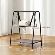 Wedyvko Double-Layer Cat Bed With Sturdy Frame - Adjustable 30lb Capacity, Perfect For Cats, SmallDogs, And Rabbits - Suspended Design For Easy Access -Ideal For Living Room, Bedroom, Or Pet Play Area - Khaki - View 5