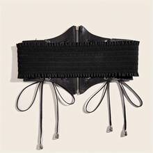 1pc Women's Goth Belt Vintage Moon Sign Waist Belt Wide Elastic Cinch Waist Corset Belt Suitable For Holiday Decoration And School Party Activities, Must Be Selected As A Gift - Black - View 6