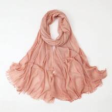 1pc New Fashionable Casual Soft Comfortable Breathable UV Protection Warm Scarf, Suitable For Daily Wear, Festivals And Celebrations, Autumn/Winter, 100% Cotton Material, Hand-Dyed, Solid Color Hijab Scarf For Women - Multicolor - View 31