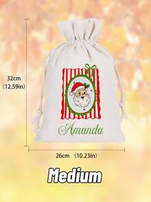 1 pièce Sac de rangement personnalisé Père Noël, texte personnalisé, sac cadeau de Noël personnalisé, grand sac en canevas de Noël avec cordon, sac cadeau de fête en canevas de style spécial, trois tailles au choix, parfait pour la décoration de Noël et les cadeaux de Noël, Makezbright Cadeaux personnalisés, Cadeaux drôles du Père Noël, Ornements personnalisés