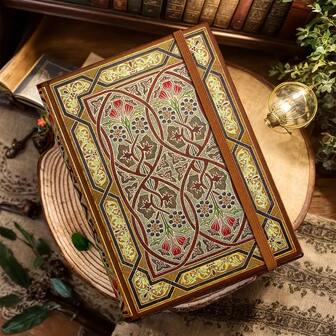 1 件，A5，复古花卉绷带素描本，水彩素描本，100 页，160gsm 加厚空白纸，马克笔手工书，金箔激光笔记本，精装旅行日记，艺术家手册日记，非常适合水彩画，精美的完美礼物，节日礼物