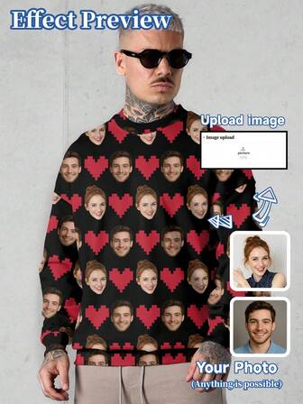 Felpa con cappuccio personalizzata da uomo, con ritratto personalizzato, animale domestico, disegcartoni animatioon, motivi natalizi, felpa con stampa interessante per uomo e donna