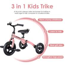Tricycle For Toddlers Ages 2-5, Adjustable Seat 3 In 1 Balance Bike With Foldable Ride-On Toy For Easy Carrying And Storage, Preschool Ride-On Toddler Bike - Pink - View 5