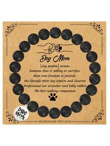1Pc Cute Bracelets Dog Mom With Gift Card, Adorable Engraving Gift For Dog Lovers, Celebrations Dog Lover Birthday, Thanks You Gift, Durable Elastic Design, Ideal For Any Occasion