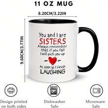 Tazza da caffè regalo per sorella - "Tu ed io siamo SORELLE... Non appena finisco di RIDERE" Tazza con citazione divertente per sorella, regalo perfetto per compleanno/Natale per sorelle, amiche del cuore, fratelli e sorelle, tazza in ceramica per caffè/tè quotidiano - Multicolore - Visualizzare 11