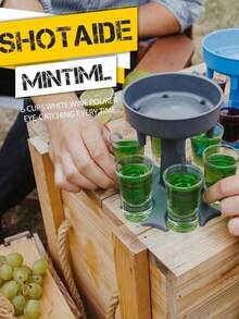 酒杯分配器和支架、葡萄酒分配器饮料分配创意酒漏斗、适用于葡萄酒和啤酒、饮料架、派对装饰用品、节日装饰用品（不含杯子） - 彩色 - 查看 4