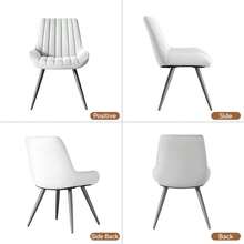 A Set Of 4 Dining Chairs, Mid-Century Modern Kitchen Chairs, Armless Chairs With Backrests And Metal Legs, Quick Assembly, Suitable For Kitchens, Dining Rooms, Living Rooms, Home Goods Life Gift Pack - White - View 6