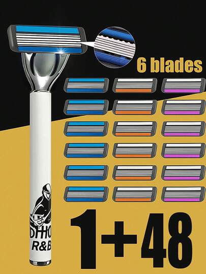 Rasoi di manuali eleganti e pratici per uomo, con lame aggiornate a 6 strati per una rasatura liscia e delicata sulla pelle, pulita e rinfrescante, senza peli, adatti per vari scenari di rasatura quotidiana per uomini e donne. Un rasoio versatile sia per uomini che per donne, un regalo economico per i rasoi da uomo, adatto per individui di successo da portare con sé