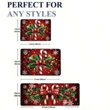 1 covor de bucătărie de Crăciun cu fundal roșu, modele cu acadele, funde și fulgi de zăpadă, potrivit pentru casă, sufragerie, hol, set de covoare de bucătărie, preș de ușă, covor mic, covor de bun venit, covor, covor de podea, preș de ușă pentru exterior, covor de bucătărie, decor pentru casă, covor de ușă din față, covor mic, covor de exterior, decor pentru casă, covor de zonă, covor de grădină, covor lavabil