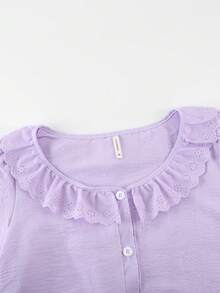 2 Peças Conjunto de Pijama Feminino, Cardigan Gola com Manga Longa e Bainha com Babado e Laço, Calça Longa com Estampa Floral, Confortável e Elegante, Adequado para Primavera, Outono e Inverno em Casa