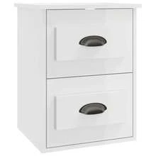vidaXL Wandnachttisch Hochglanz-Weiß 41,5x36x53 Cm - White - View 2
