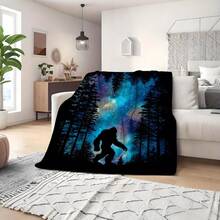 Deep Forest Theme, Bigfoot And Forest, Elk, Bear Patterns,Super Soft Flannel Printed  Blanket,As Birthday Gifts, Family, Wedding, Souvenir Blankets, Polyester Blankets Suitable For All Seasons, Washable, Machine Washable, Lightweight, Breathable, Comfortable, Warm, Unique, 280gsm For Him, Her Personalized Ideal Gifts For Her, Him, Family, Boyfriend, Girlfriend, Father, Family, Mother, Lover, Daughter, Son, Grandfather, Grandmother, Friend, Classmate, Pet.    Perfect Nap, Camping, Travel, Home, Daily Life, Office Decoration, Birthday, Anniversary, Valentine's Day, Thanksgiving, Christmas, Halloween, Mother's Day, Father's Day, Wedding, New Year Gifts ,Sofa,Bed,Car,Bedroom,Living Room,Office,  Outdoor Camping, Beach,Wall Decoration - 多色21 - 查看 3