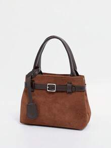 Dedoo Women's Bag, Crossbody Bag, Large-Capacity Retro-Style Suede Color-Block Tote, Casual And Versatile Buckle Design Shoulder Bag, A Must-Have For Women In Autumn And Winter, Suitable For Various Occasions Such As Going Out, Traveling, Shopping, Commuting, Gift-Giving, Parties, And More.