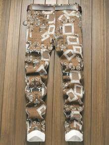 Quần Jeans ống đứng in hoa Paisley thường ngày có túi cho nam - Nhiều màu - Xem 2