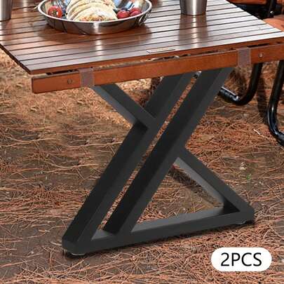GDAE10 2 gambe per tavolo in acciaio a forma di X, in metallo nero, 17,7*2*16 pollici, gambe per tavolo da pranzo, gambe per panca resistenti, gambe per scrivania per computer, pattini per tavolo in metallo, base per tavolo, struttura per tavolo, piedini per mobili