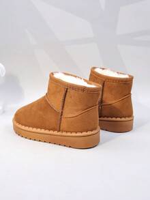 新款秋冬儿童雪地靴，厚底保暖毛绒内衬男童/女童短靴，幼儿/小孩尺码