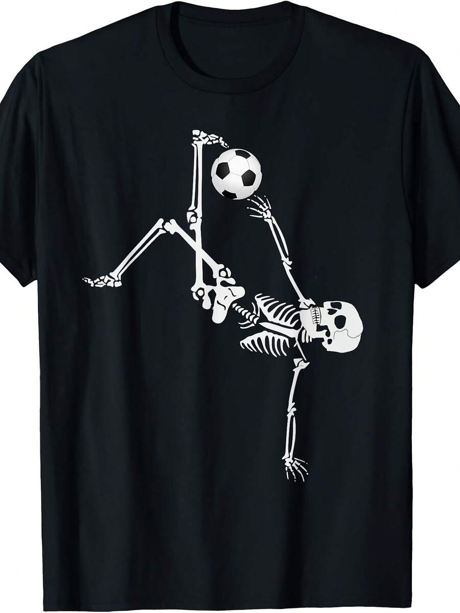 Soccer Skeleton Halloween Soccer Bicycle Kick T-Shirt - 款式14 - 查看 1