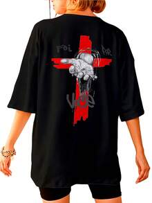 Over Christian T-Shirt It Was For You Streetwear Unisex Ref4011 - 黑色 - 查看 3