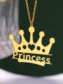 1 Stück individuell gestaltbare Halskette mit Krone Anhänger aus Edelstahl mit personalisiertem Namen, modischer unisex verstellbarer Kette, geeignet für den täglichen Gebrauch und als Geschenk - Einheitsgröße - Übersicht 4