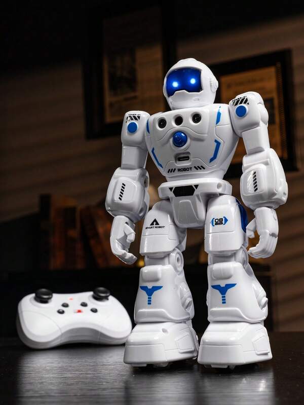 1pc Programmable Remote Control Robot Toy - Equipped With Dancing, Singing, Programming And LED Eyes Functions, Rechargeable RC Robot With Auto-Demo Mode, STEM Learning Toy Suitable For 3-12 Years Old Boys And Girls, Great For Christmas, Easter, Halloween, New Year, Birthday Gifts (White)