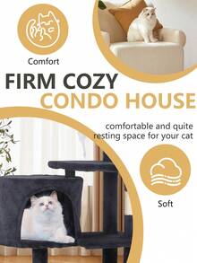 DOPINMIN Cat Tree Tower For Indoor Cats, 37in Cat Furniture Activity Center, Cat House With Sisal Scratching Post, Large Condo - Màu xanh hải quân - Xem 4