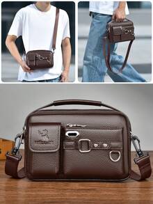 WEIXIER Men's Messenger Bag, Shoulder Bag, Handbag With Multiple Pockets, Adjustable & Detachable Strap, Casual Commuter Bag, Business Briefcase, Suitable For Commuting, Shopping, Meetings, Gifting For Birthdays, Holidays Laptop Bag - Multicolor - View 3